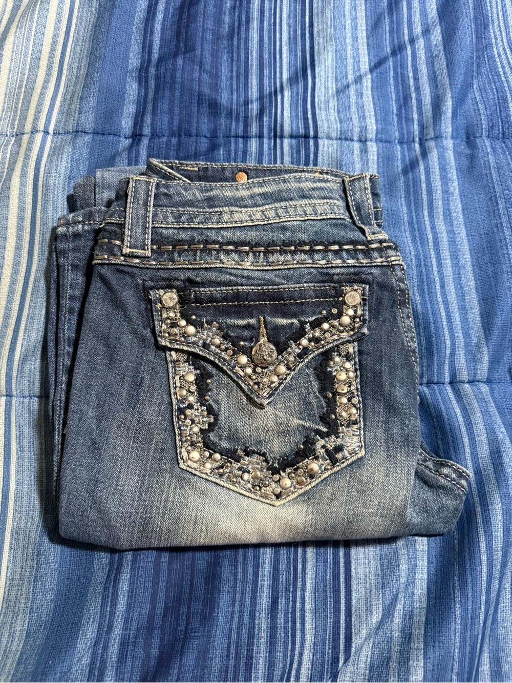 Miss Me Blue Embellished Boot Cut Jeans